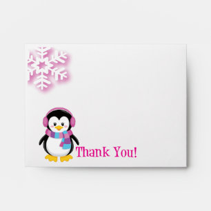 Pink Penguin Thank You Envelope