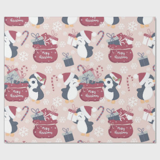 Pink Penguins Wrapping Paper
