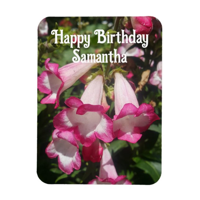 Pink Penstemon Flower flowers Floral Birthday Magnet (Vertical)