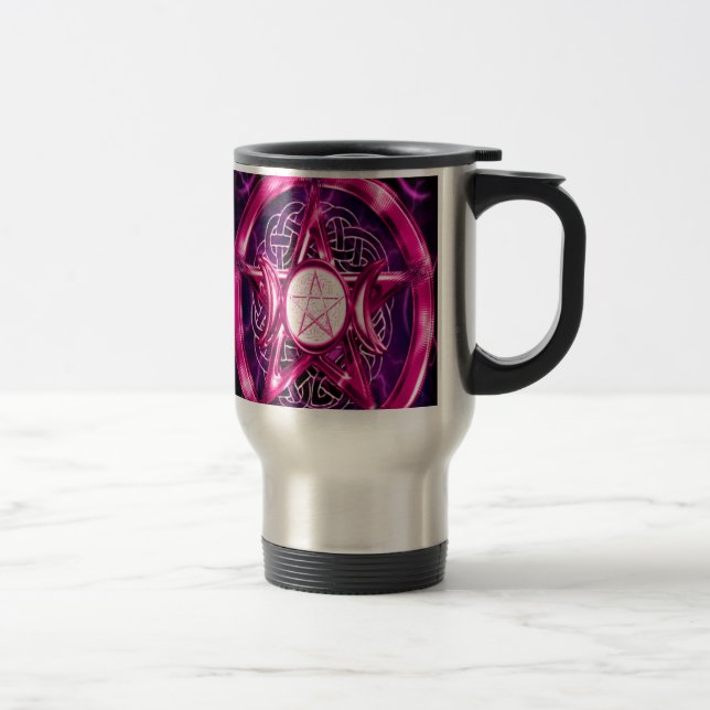 Pink Pentacle Artwork Travel Mug (Right)