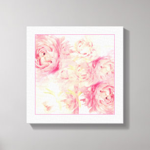 Pink Peonies Abstract Art Strectched Canvas Print