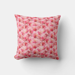 Pink peonies abstract cushion