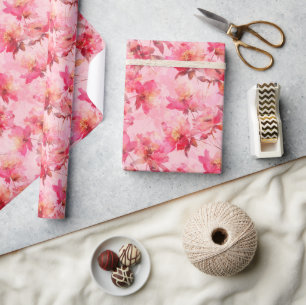 Pink peonies abstract wrapping paper