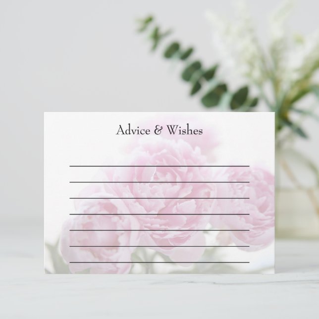 Pink peonies advice card (Standing Front)