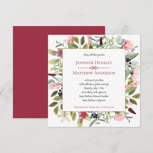 Pink Peonies and Eucalyptus Decorative Floral Invitation (Front/Back)