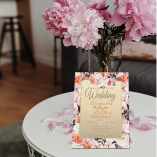 Pink Peonies And Eucalyptus Leaves Bouquet Wedding Invitation