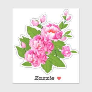 Pink Peonies and Green Leaves