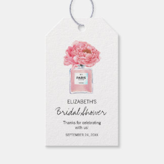 Pink Peonies and Perfume Floral Bridal Shower Gift Tags