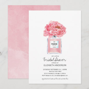 Pink Peonies and Perfume Floral Bridal Shower Invitation