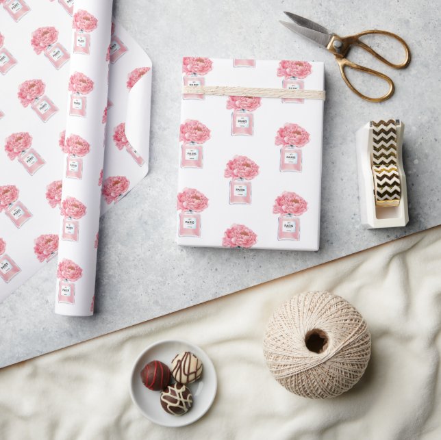 Pink Peonies and Perfume Floral Wrapping Paper (Crafts)