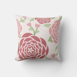 Pink Peonies and Watercolor Floral Cushion