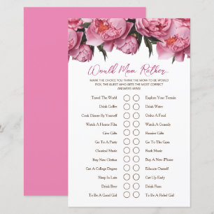 Pink Peonies Baby Shower Game Would Mum Rather...