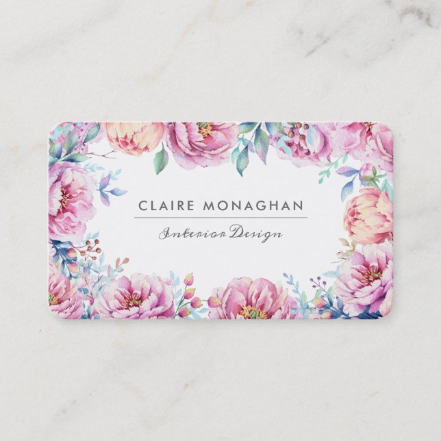 Pink Peonies | Business Cards (Front)