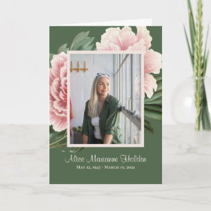 Pink Peonies Celebration of Life Program Programme