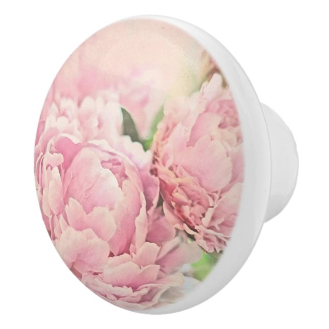 Pink Peonies Ceramic Knob (Right)