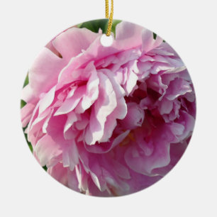 Pink Peonies Ceramic Tree Decoration