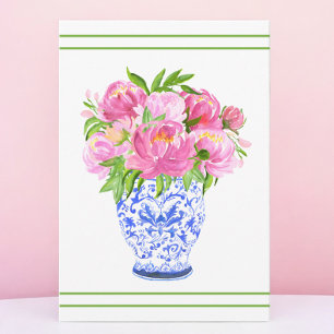 Pink Peonies Chinoiserie Thank You Card
