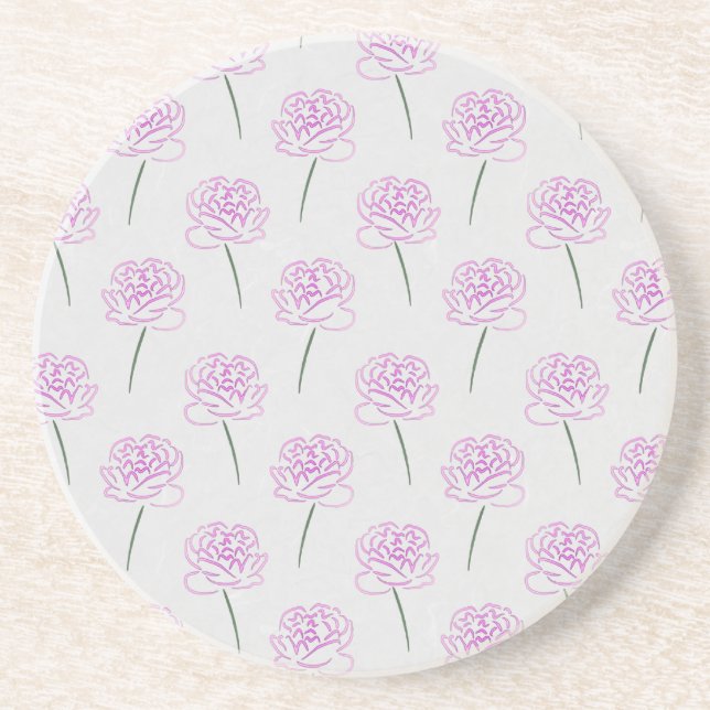 pink peonies coaster (Front)