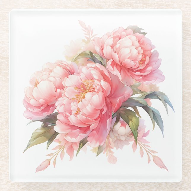 Pink Peonies Coaster (Front)