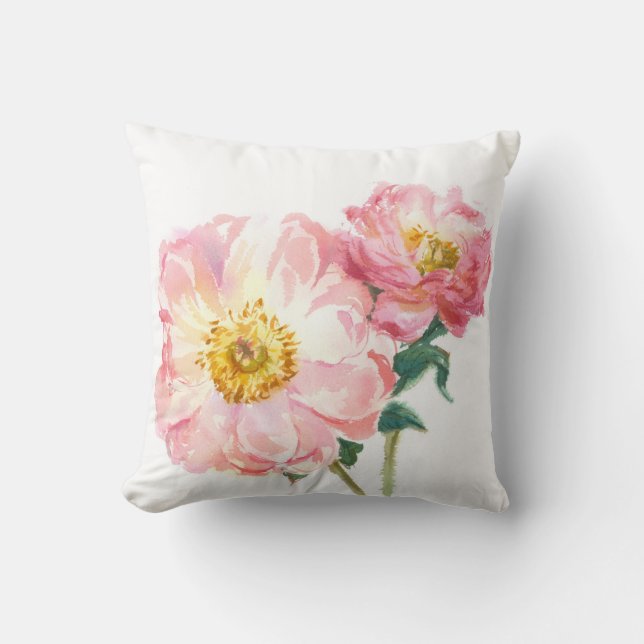pink peonies cushion (Front)