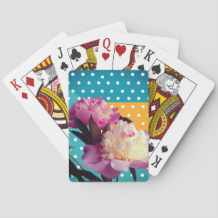 Pink Peonies & Dots Playing Cards