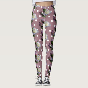 Pink Peonies Elegant Custom Leggings