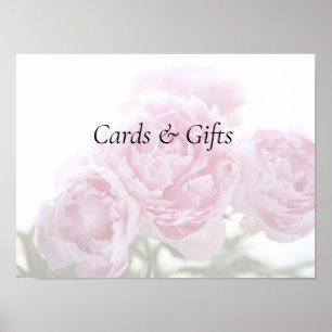 Pink peonies fade cards & gifts sign