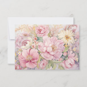 Pink peonies Flat Card
