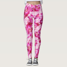 Pink Peonies Floral Abstract Yoga Pant Legging