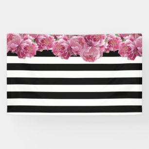 Pink Peonies Floral Backdrop Banner
