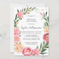 Pink Peonies | Floral Bridal Shower Invitation