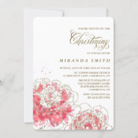 Pink Peonies | Floral Christening Invitation