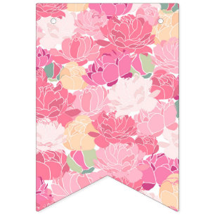Pink Peonies Floral Garden Feminine Flowers Bunting