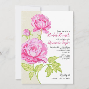 Pink Peonies Floral Invitation