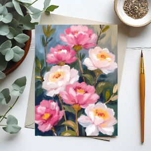 Pink Peonies Flower Bouquet Postcard