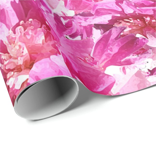 Pink Peonies Flower Wrapping Paper (Roll Corner)