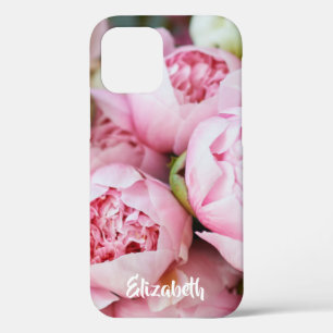 Pink Peonies Flowers Personalised iPhone 12 Case