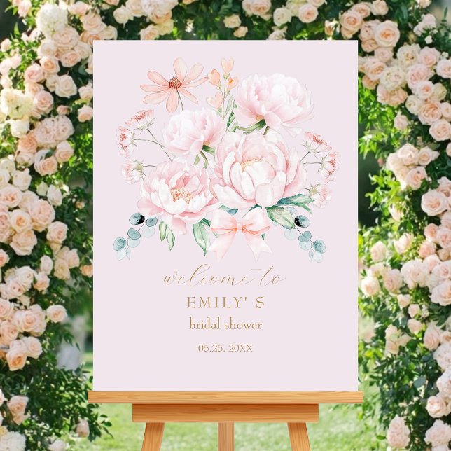 Pink Peonies  Garden Bridal Shower Welcome  Poster (Creator Uploaded)