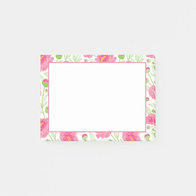 Pink Peonies Garden Post-it Notes (Front)