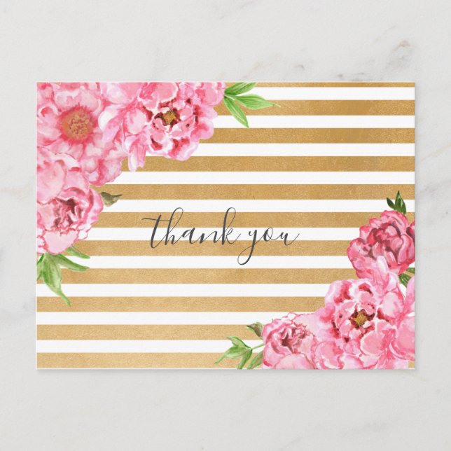 Pink Peonies girl baby shower poem thank you Postcard (Front)