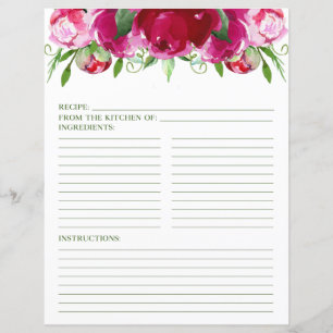 Pink Peonies Green Wedding Recipe Page