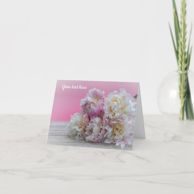 Pink Peonies Greeting Card (Front)