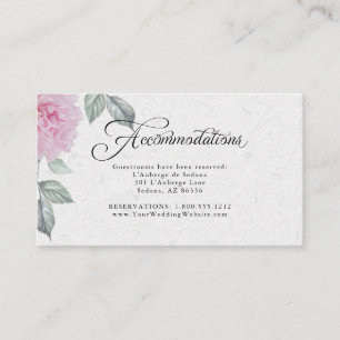 Pink Peonies Hotel Guest Accommodations Enclosure Card