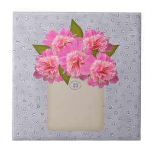 Pink Peonies In An Old Crock Tile