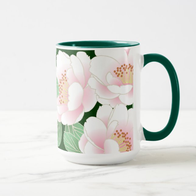 Pink Peonies Japanese Floral Kimono Mug (Right)