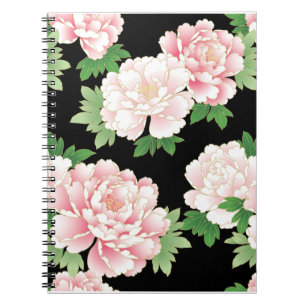 Pink Peonies Japanese Floral Kimono Notebook