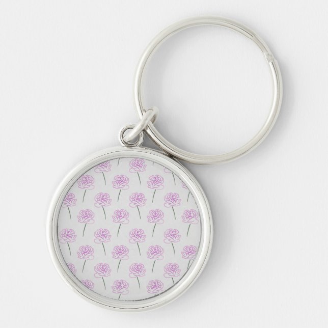 pink peonies key ring (Front)