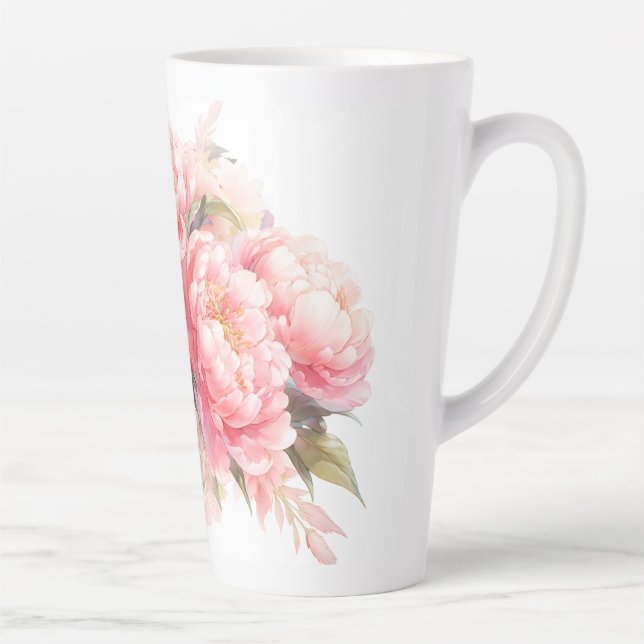 Pink Peonies Latte Mug (Right)