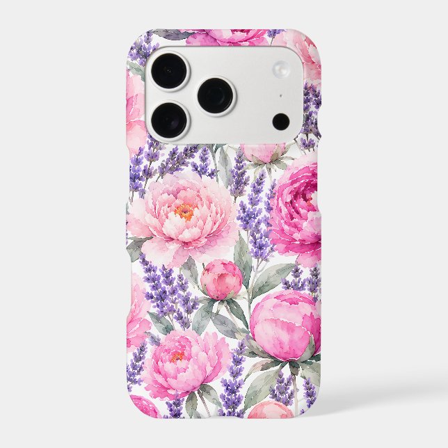 Pink Peonies & Lavender Watercolor Floral Pattern (Back)