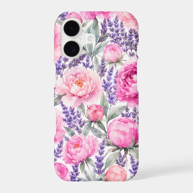 Pink Peonies & Lavender Watercolor Floral Pattern (Back)